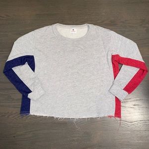 Sundry Gray Sweatshirt/Crewneck Blue Red Stripe